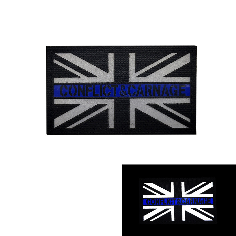 M00021-5 Reflectante UK (línea azul inglesa en blanco y negro)