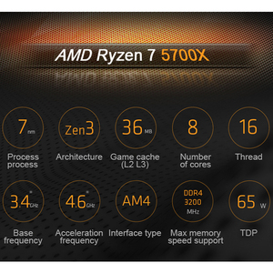 100% ใหม่5700X เอเอ็มดี R7ซีพียู3.4 ghz/ 8-core/ 16เธรดสำหรับคอมพิวเตอร์ตั้งโต๊ะเศษชิ้นส่วนอุปกรณ์เสริมคอมพิวเตอร์พร้อมซ็อกเก็ต AM4 - Product Image 4