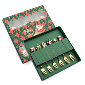 Ucuz küçük mevcut öğe zarif noel tema çatal anıt yaratıcı hediye için çalışan ortağı istemci için altı adet Set - Product Image 3