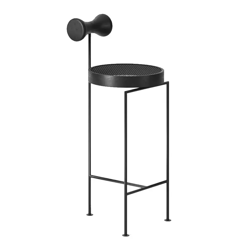 Moderna Cozinha Nórdica High Bar Cadeiras Almofada De Madeira Sólida Do Rattan Contorneada Preto Bar Stool Cafe Chair Para Bar Table