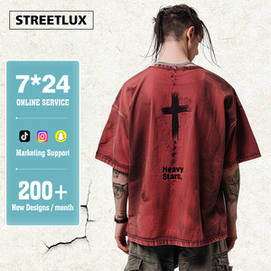 StreetLuxカスタムメンズドロップショルダースクリーンプリントビンテージヘビーウェイトウォッシュ箱入りクロップド<span class=keywords><strong>T</strong></span>シャツメーカー