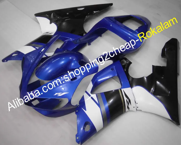 YZF1000 Kit Fairing Kerja Bodi, Kit Fairing Kerja Bodi Injeksi untuk Yamaha 2000 2001 00 01 YZF R1 YZFR1 Hitam Putih Biru