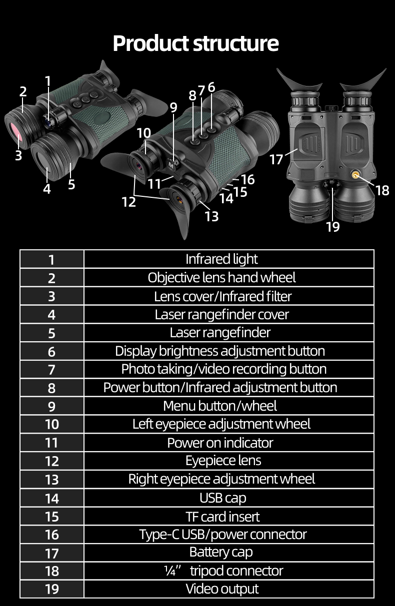 6.539X50 Digital Night Vision Binoculars WIFI APP with 10600m Laser