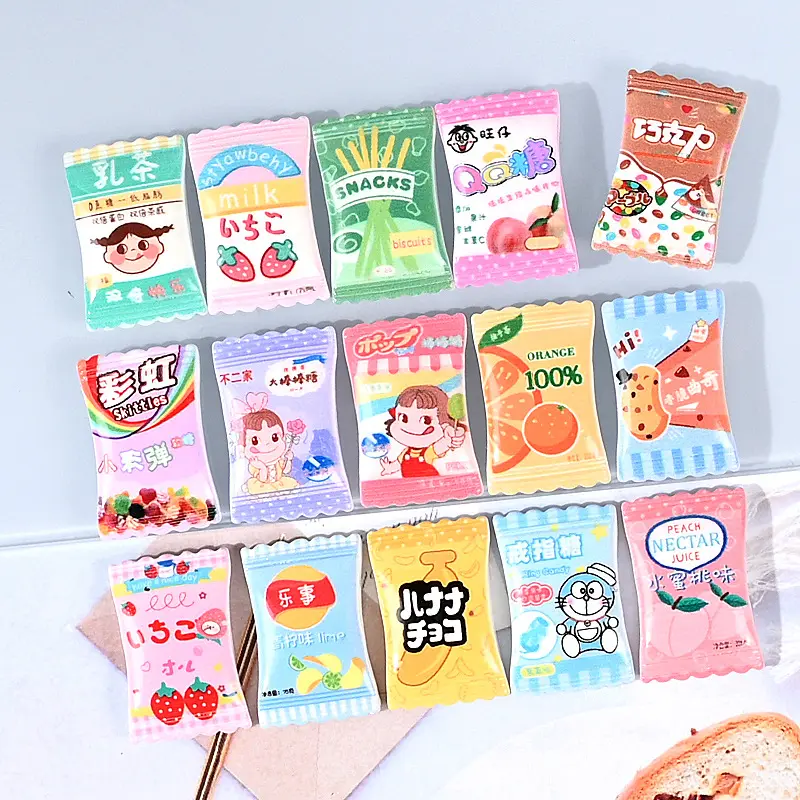 100 Cái Kawaii Mô Phỏng Phong Cách Nhật Bản Kẹo Flatback Nhựa Cabochon Fake Thực Phẩm Phù Hợp Với Trang Sức DIY Scrapbooking Accesories