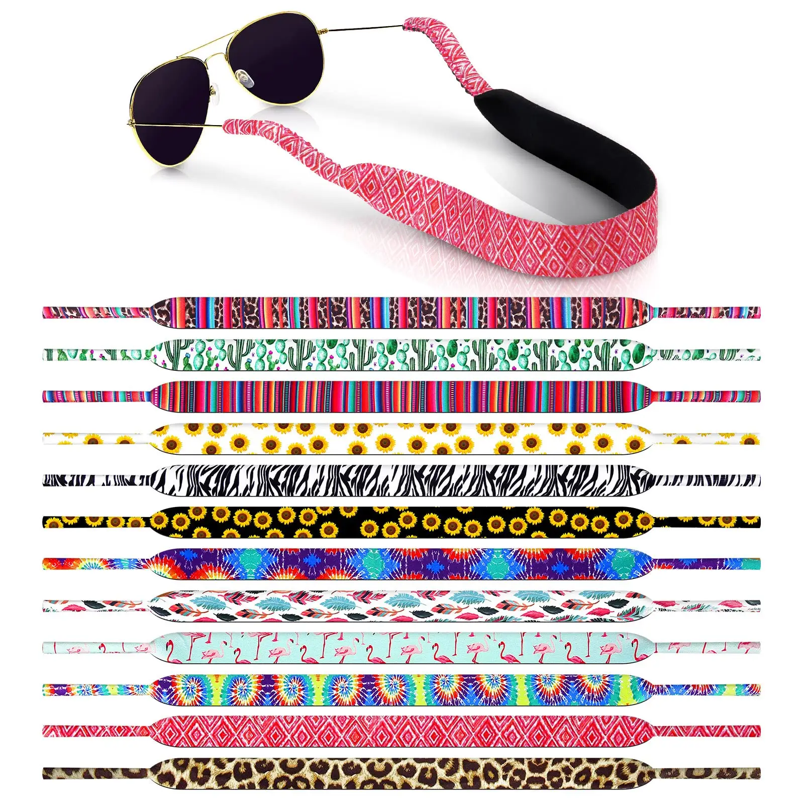 Custom Logo Design Lightweight Neoprene Floating Eyeglass Glasses Sunglasses Strap