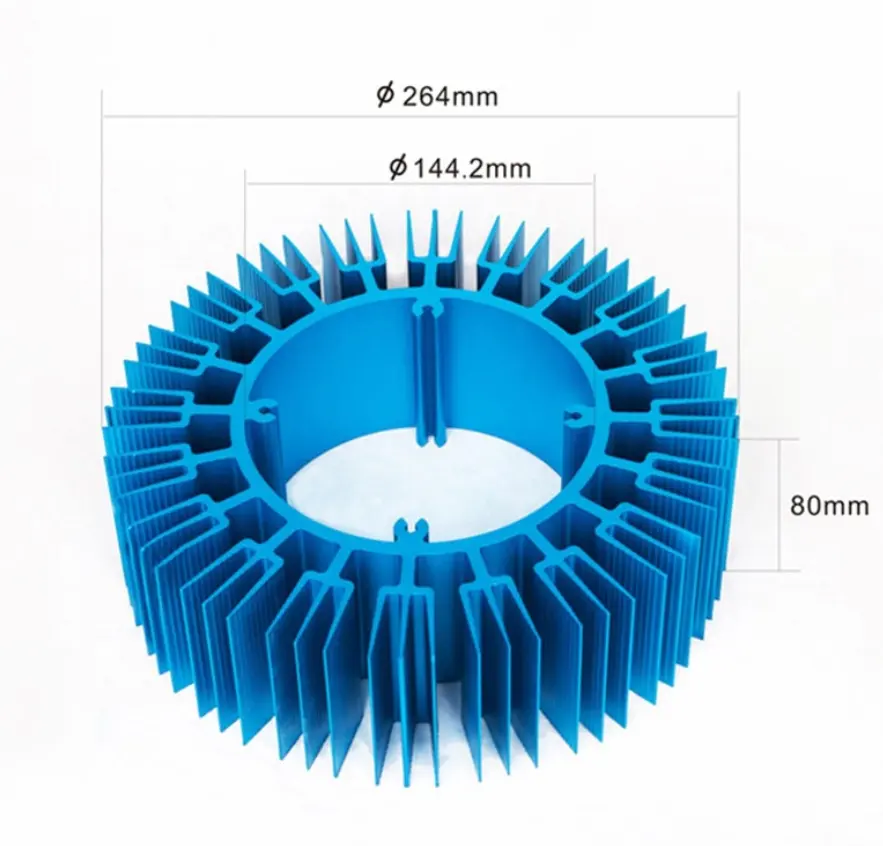 Dissipatore di calore circolare in alluminio alluminio estruso tipo radiale anodizzato tipo girasole nero