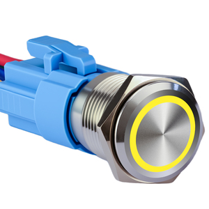 12 فولت الفولاذ المقاوم للصدأ/الألومنيوم IP65 الإغلاق 2 موقف دفع زر التبديل على/قبالة أسود أحمر - Product Image 1