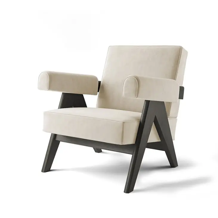 Modern tasarım katı ahşap çerçeve kadife kumaş yastık oturma odası sandalye