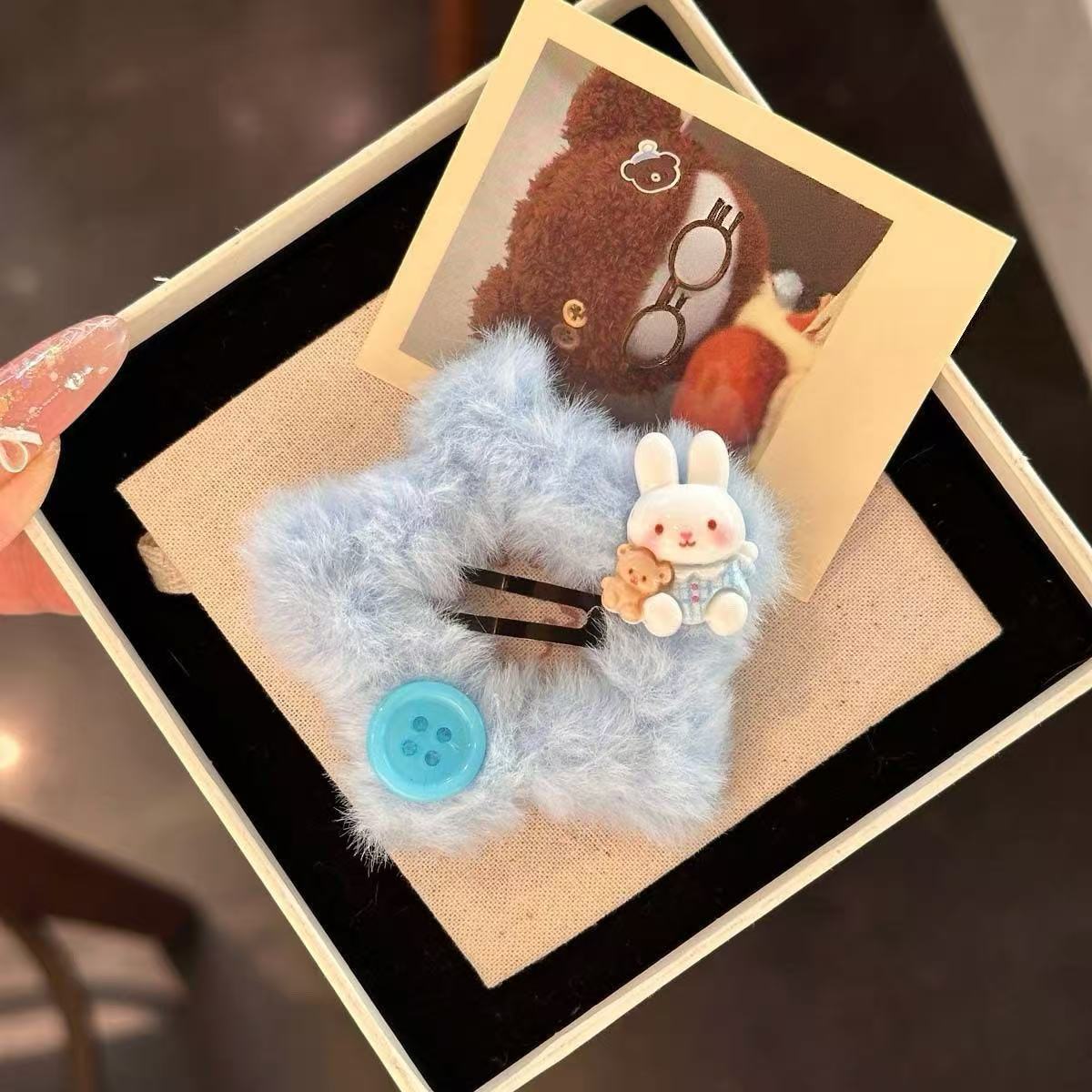 7125 cheveux dessin animé étoile épingle à cheveux-bouton lapin bleu clip