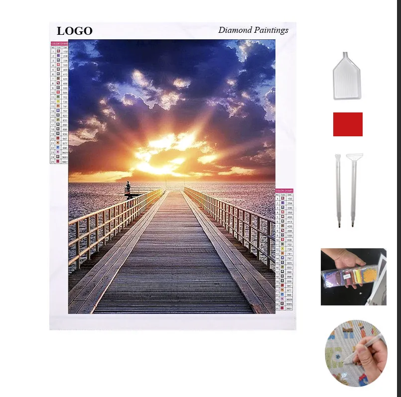 Baixo moq personalizado de alta qualidade pintura completa 30x40cm fácil paisagem pintura diamantes arte kits 5d pintura pôr do sol para sala estar