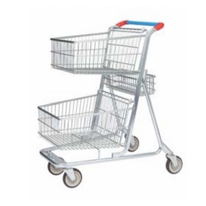 100L Galvanize Supermarket Shopping <strong>Trolley</strong> with Elevator Wheel and Coin <strong>Lock</strong> - Product Image 6