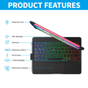 Para iPad 10th 10,9 pulgadas Generation Case con teclado 7Color Backlight 360 Funda protectora giratoria con portalápices - Product Image 2