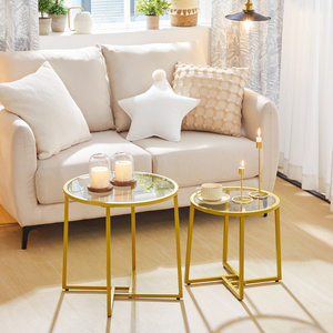 Wholesale <strong>Nesting</strong> Coffee <strong>Table</strong> Set of 2, Round <strong>Nesting</strong> Side <strong>End</strong> <strong>Table</strong>, Center <strong>Table</strong> for Living Room - Product Image 3