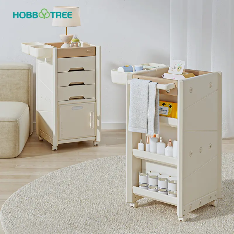 Portable and mobile multipurpose storage cart baby plastic clothes storage wardrobe home storage Toy Children Cabinets