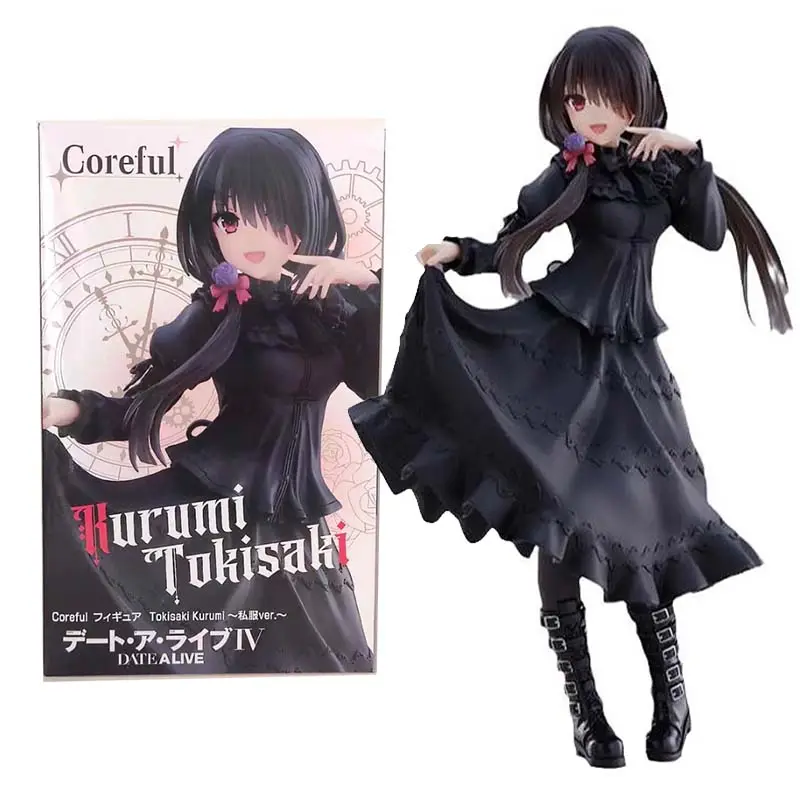 20CM Anime Date a Live robe noire vêtements décontractés Kurumi Tokisaki PVC figurines d'action jouets Figurine cadeau
