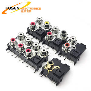 FOSEN Pcb安装多Av音频插座RCA 3针1/2/3/7孔母光音频插孔连接器 - Product Image 1