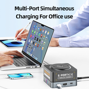 PD 20W USB-C & QC ile birden fazla cihaz için 65W hızlı 6 port şarj istasyonları MacBook Tablet için 3.0 şarj standı Dock - Product Image 5