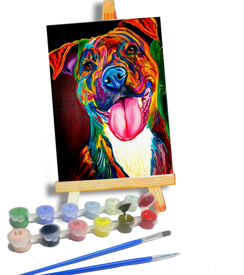 Trang chủ phòng trang trí đầy màu sắc trừu tượng Pug sơn dầu Kit trẻ em Quà tặng thủ công khung Acrylic Kit hình ảnh để con chó động vật sơn theo số