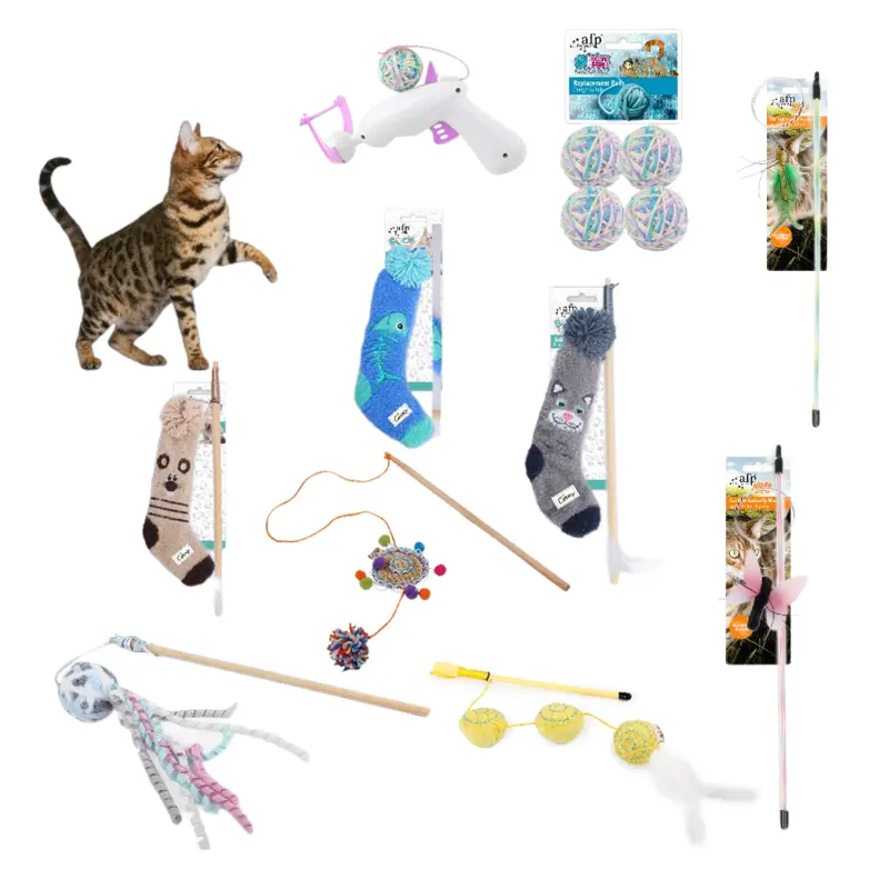 جميع الكعكات الأكثر مبيعاً القط التفاعلية إخفاء والبحث عن لعبة القطط لعب عصا القط Gitter ملصق دعابة