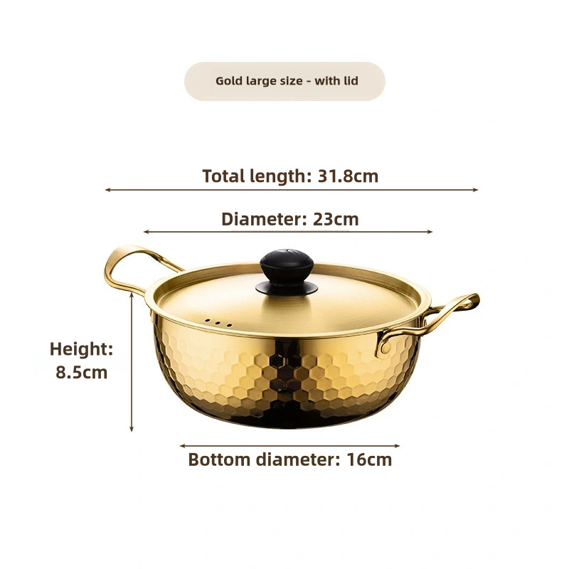 22cm Natural Color Pot with Gold Handle