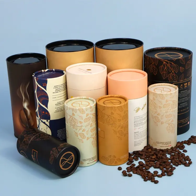 Firstsail, caixa de papel para embalagem de alimentos, tubo de papel para chá e café, com design personalizado e ecológico, cilindro redondo, folgada, folgada,