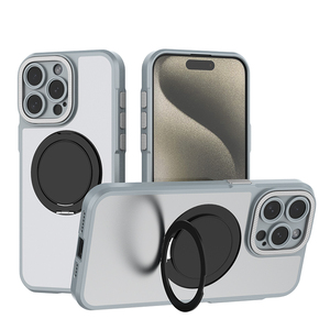 360 ° dönebilir halka manyetik Stand iPhone için kılıf 16 15 14 13 Pro Max darbeye dayanıklı mat telefon kapağı cep telefonu kabuk - Product Image 1