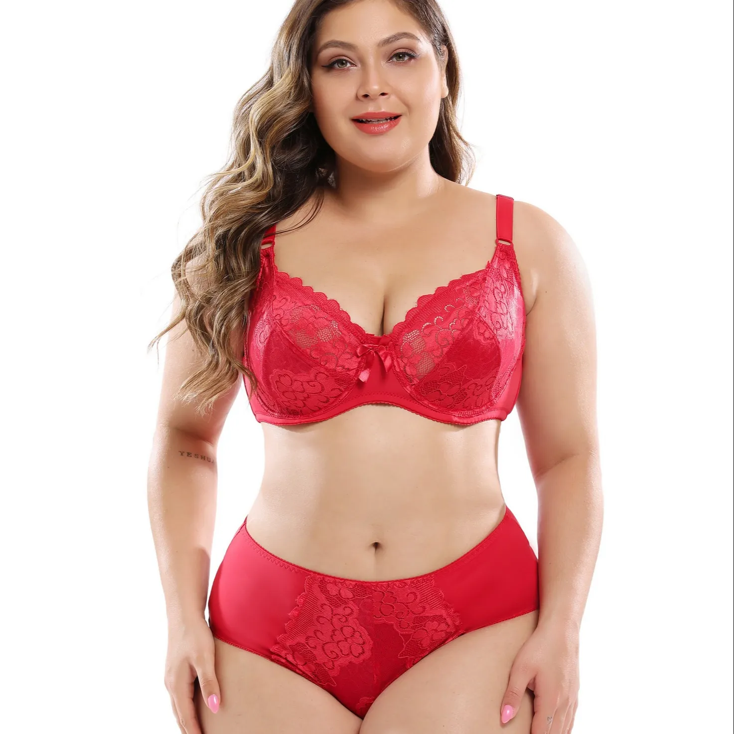 New Plus Size Bras And Panties Sets For Women Ladies Sexy Plus Size Big Full Coverage Cup Underwear Panty Set Wholesale Lingerie