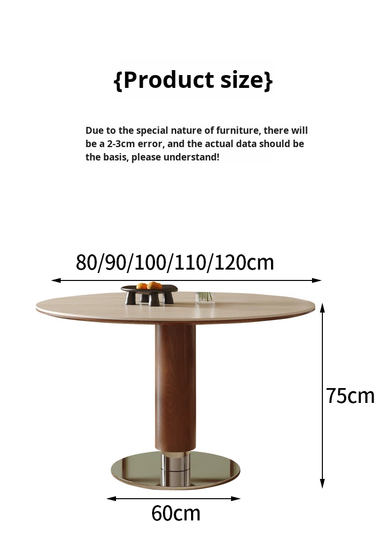 Table à manger ronde simple de 80 cm de diamètre