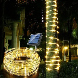 Hochwertige solar betriebene mehrfarbige Kupferdraht rohrs chnur 8 Funktion Verwendung im Freien Led String Rope Light - Product Image 4