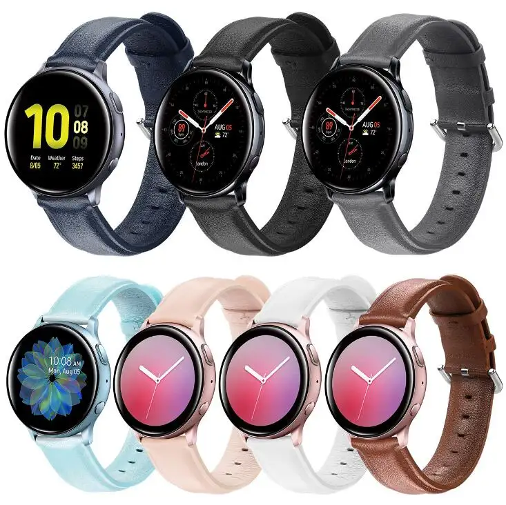 Ремешок из мягкой натуральной кожи для Samsung Gear , Galaxy Watch/S3/Active 2, спортивные кожаные ремешки, 20/22 мм