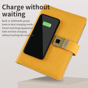OEM Power Bank Notebook con bloqueo de huellas dactilares Diario de carga inalámbrica Cuero personalizado Recargable Planificador Carpeta Memo - Product Image 2
