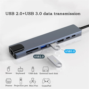 8 in 1 USB CハブタイプC 3.1〜4K HDアダプターRJ45 SD/TFカードリーダーPD急速充電ノートパソコン用 - Product Image 4
