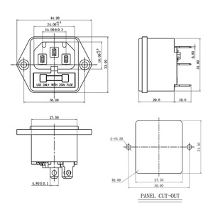 1 adet yeni panele monte 3 Pin IEC 60320 C14 giriş erkek priz 10A AC 250V w/sigorta tutucu - Product Image 5