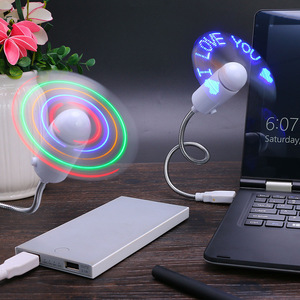 Mini ventilador Led con palabras personalizadas, Manual de verano, pequeño ventilador potente personalizado para teléfono, Flash Usb - Product Image 1
