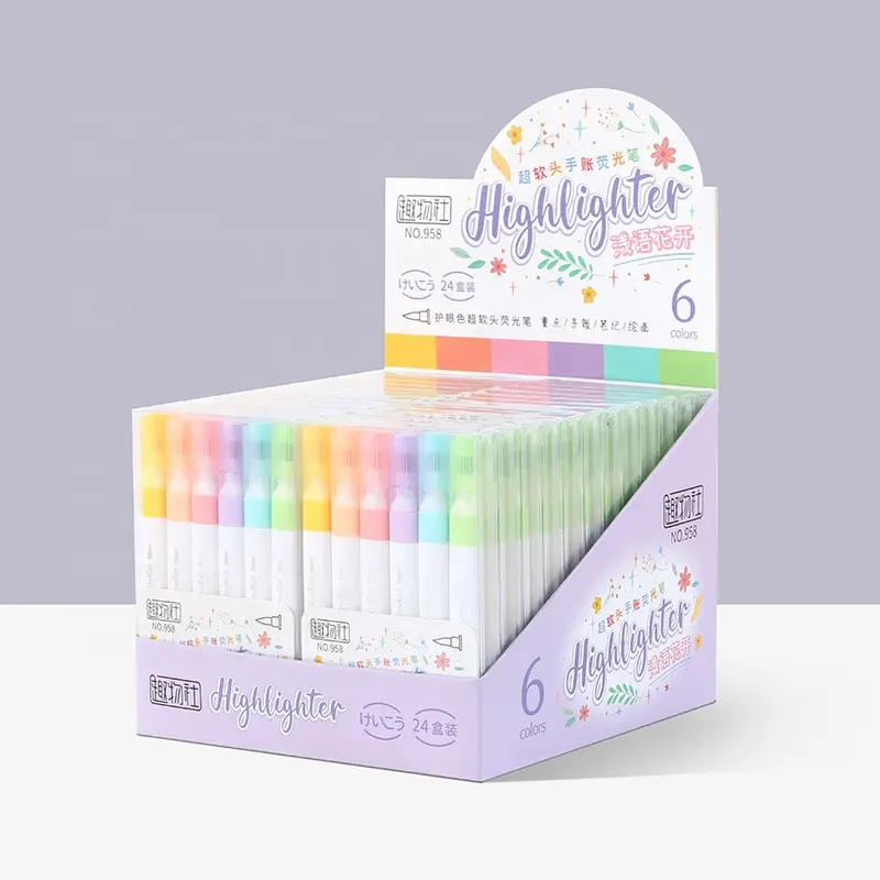 Schattige Stationaire Set Markeerstift Tekening Kleine Hoeveelheid Accepteren Aangepaste Fluorescerende Pen Gekleurde Briefpapier Set