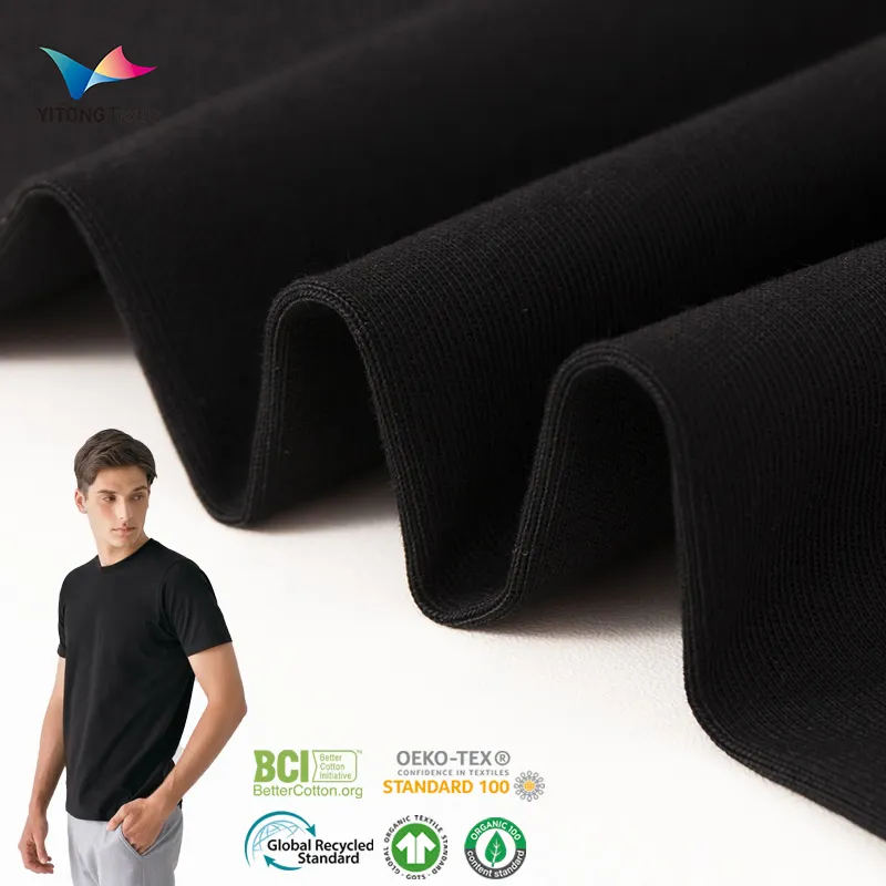 Venta al por mayor de tela de punto de algodón orgánico tela de Jersey de algodón protección UV 100% tela de algodón para camiseta