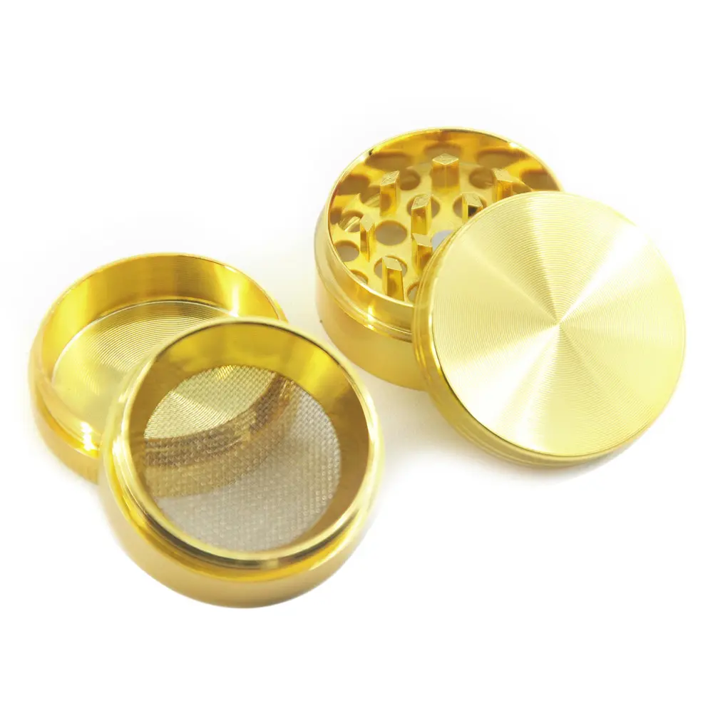 Vendite calde Golden herb grinder tabacco 4 parti 50mm spice crusher accessori per fumatori metallo tabacco golden grinder