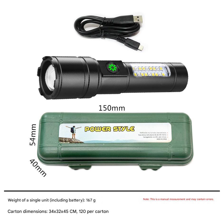 Linterna de aleación de aluminio + cable de datos + estuche de plástico