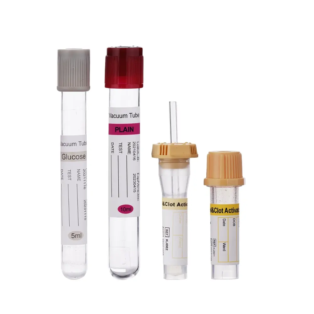 Disposable Glass or PET EDTA/Plain/Gel&clot/Heparin/ESR vacuum or Non-Vacuum blood collection test tube