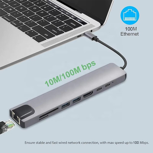 8-In-1 USB Tipo C Hub Adaptador multipuerto Hub Dock 8 en 1 USB C Tipo C Hub con 4K HDTV USB 3,0 SD TF Lector de tarjetas PD Carga - Product Image 5