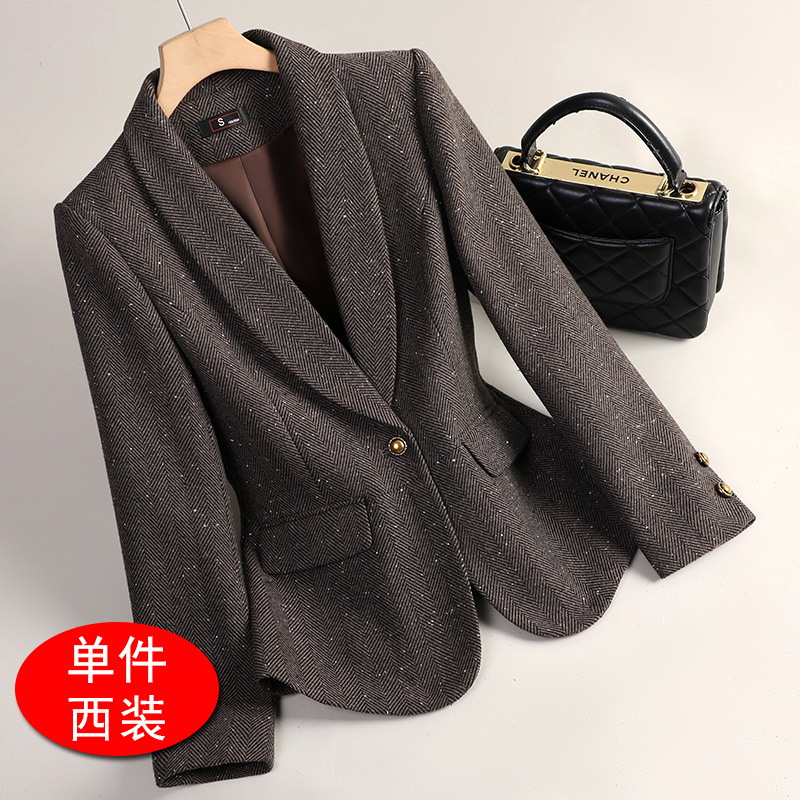 coffee-colored suit