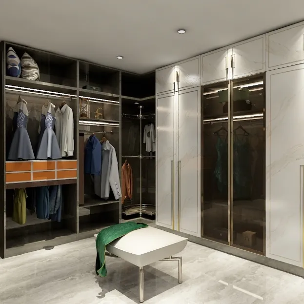Armario de diseño personalizado para habitación principal, armario con organizador 360, estante giratorio para zapatos Lazy lee