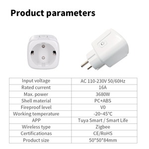 Enchufe inteligente EU zigbee3.0 Enchufe europeo conectado a la puerta de enlace inteligente Control de voz con relé Medición de 16A - Product Image 4