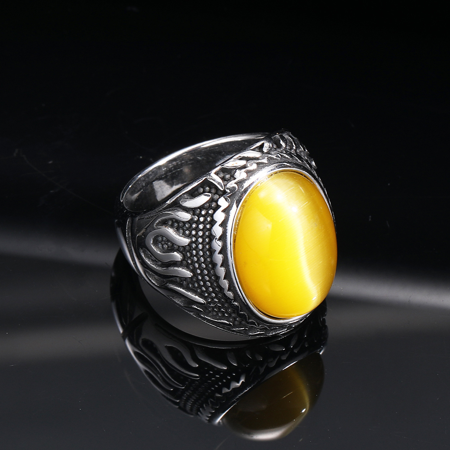 bague turquoise jaune argent