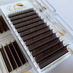 Benzersiz LASHES siyah çikolata kahverengi kaşmir yumuşak mat hacimli kirpikler uzantıları 0.03 0.05 0.07 açık kahverengi Mega hacimli kirpikler - Product Image 3