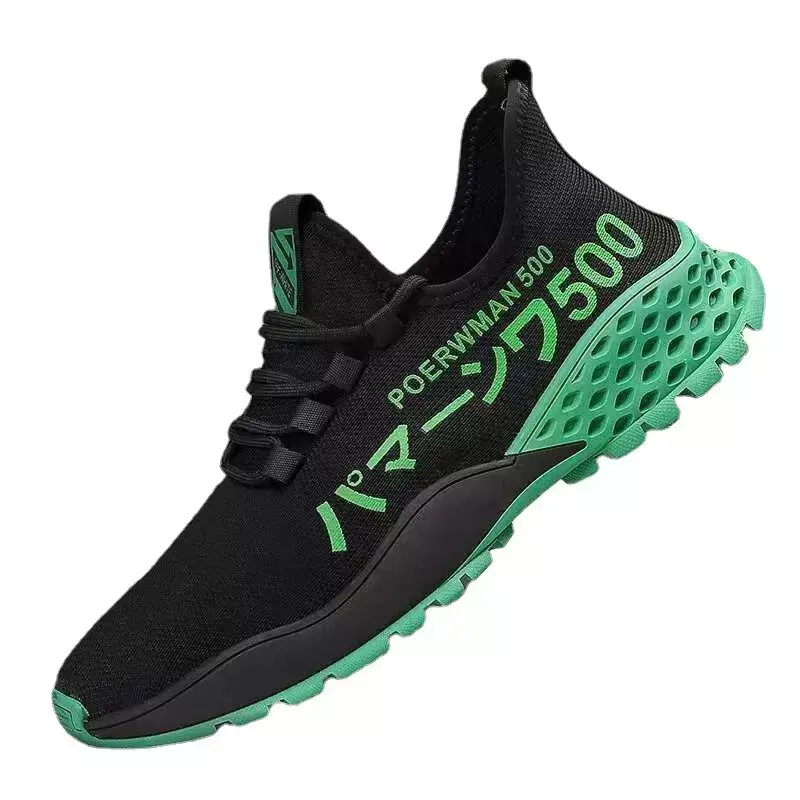 2021 OEM Men casual Sneakers Green Shoes Mesh Upper Wholesale Price Men Top Quality Knitted Sneakers