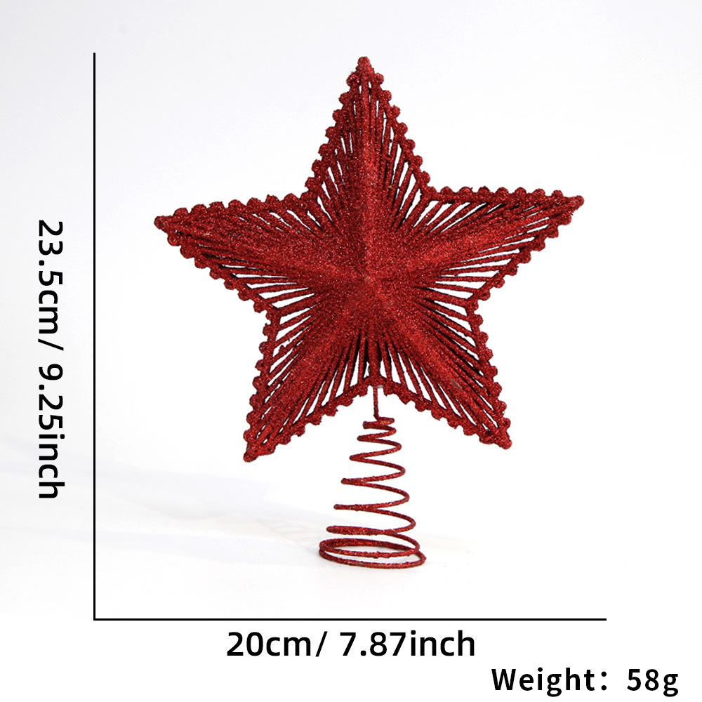Stella a cinque punte superiore dell'albero di Natale rosso