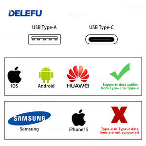 DELEFU Inglés Multi tres agujeros interruptor de enchufe estándar USB carga rápida tipo C clave DIY 4*2 4*4 módulo de función de panel negro