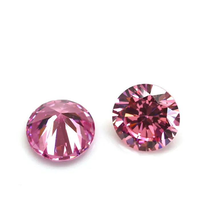 Fabbrica prezzi a buon mercato qualità diamante rotondo taglio a macchina sciolto sintetico rosa CZ pietra cubica Zirconia pietre