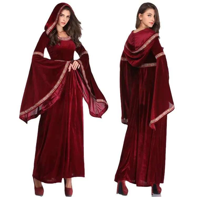 Unisex medievale corte regina di Halloween Costume stile Victoria abito lungo con coda per adulti Performance sul palco